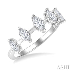 3/4 Ctw Marquise Cut Diamond Half Eternity 5-Stone Fashion Band in 14K White Gold