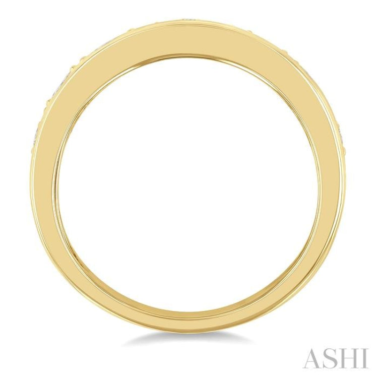 1 1/6 Ctw Split Top Mixed Diamond Cut Bold Gold Fashion Wide Band in 14K Yellow Gold