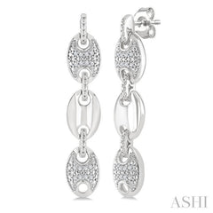 1/10 Ctw Mariner Link Round Cut Diamond Fashion Earrings in Sterling Silver