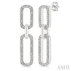 1/10 Ctw Bold Round Cut Diamond Paperclip Earrings in Sterling Silver