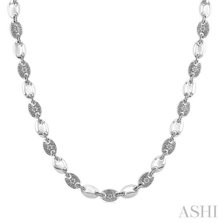 1/4 Ctw Mariner Link Round Cut Diamond Necklace in Sterling Silver