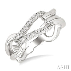 1/10 Ctw Round Cut Diamond Bold Knot Link Fashion Ring in Sterling Silver