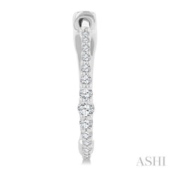 1/4 Ctw Round Cut Diamond Graduated Riviera Hoop Earrings in 14K White Gold