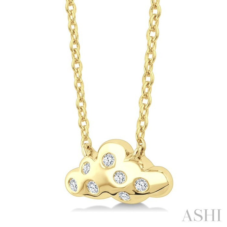 1/20 Ctw Cloud Round Cut Diamond Petite Fashion Pendant With Chain in 10K Yellow Gold