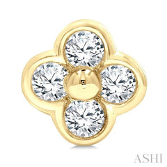 1/6 Ctw Bezel Set Round Cut Diamond Clover Petite Fashion Earrings in 10K Yellow Gold
