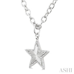 1/10 Ctw Star Fluted Medallion Round Cut Diamond Pirouette Pendant With Chain in Sterling Silver