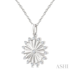 1/5 Ctw Round Cut Diamond Pirouette Circle Fluted Fashion Pendant With Chain in 10K White Gold