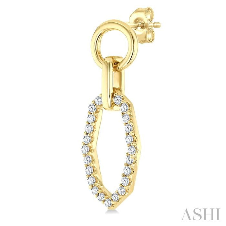 1/3 Ctw Geometric Shape Link Round Cut Diamond Fashion Earring in 10K Yellow Gold