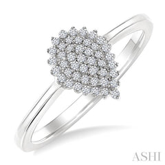 1/6 Ctw Petite Pear Shape Round Cut Diamond Cluster Fashion Ring in 10K White Gold