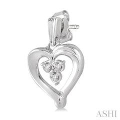 1/50 Ctw Round Cut Diamond Heart Earrings in Sterling Silver