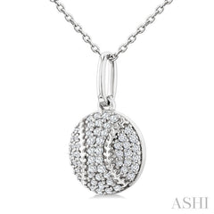 1/5 Ctw Petite Baseball Round Cut Diamond Fashion Pendant With Chain in 10K White Gold