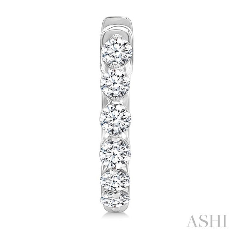 1/2 Ctw Prong Set Round Cut Diamond Hoop Earrings in 14K White gold