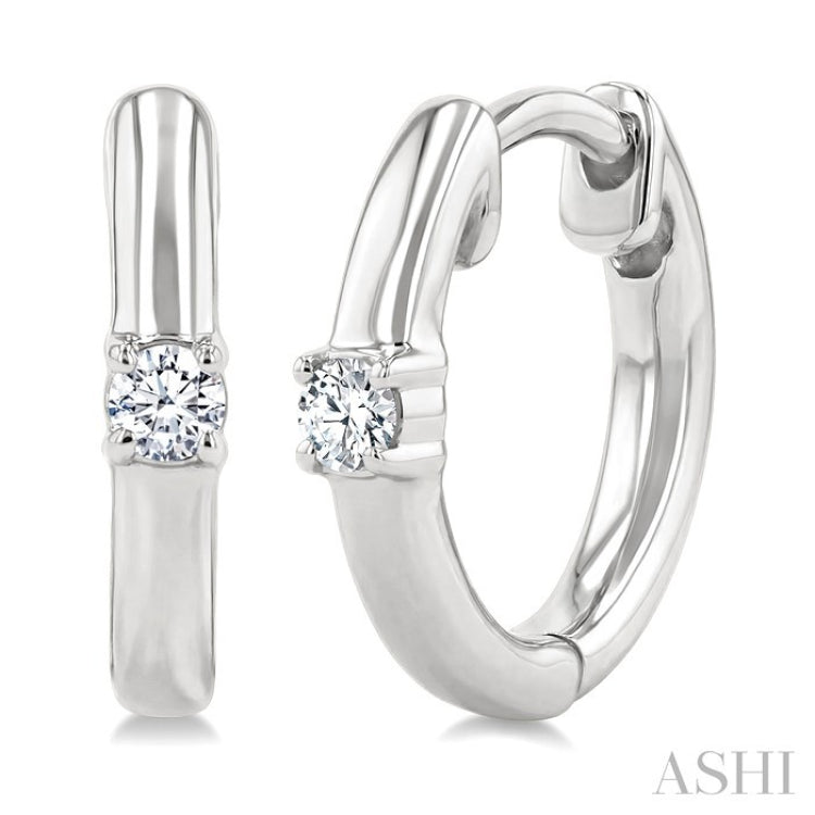 1/10 Ctw Petite Single Round Cut Diamond Fashion Huggies in 10K White Gold