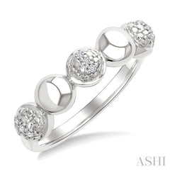 5 MM Bold Bead and 1/20 Ctw Round Cut Bead Bijoux Diamond Fashion Ring in Sterling Silver