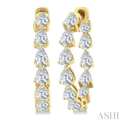 2 5/8 Ctw Inside-Out Pear Cut Diamond Fashion Hoop Earrings in 14K Yellow Gold