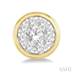 1/3 Ctw Lovebright Round Cut Diamond Bezel Stud Earring in 14K Yellow and White Gold
