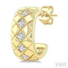 1/5 Ctw Bold Diagonal Crisscross Round Cut Golden Glow Diamond Fashion Half Hoop Earring in 10K Yellow Gold