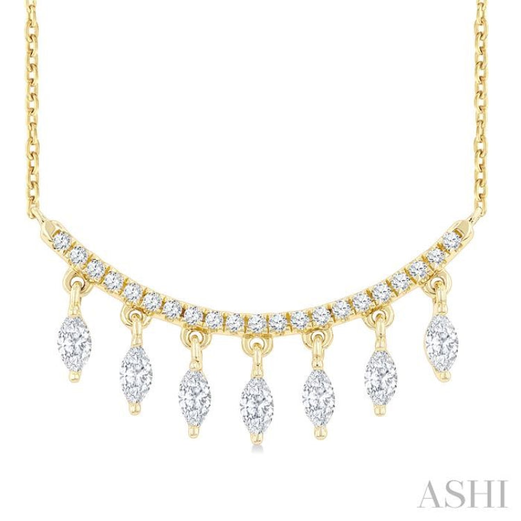 1/2 Ctw Marquise and Round Cut Diamond Chandelier Necklace in 14K Yellow Gold