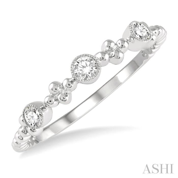 1/5 Ctw Circular Mount Ball Link Round CutDiamond Stackable Band in 14K White Gold