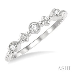 1/5 Ctw Circular Mount Ball Link Round CutDiamond Stackable Band in 14K White Gold