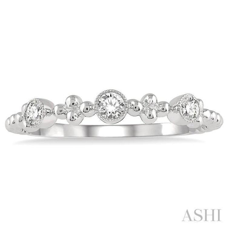 1/5 Ctw Circular Mount Ball Link Round CutDiamond Stackable Band in 14K White Gold