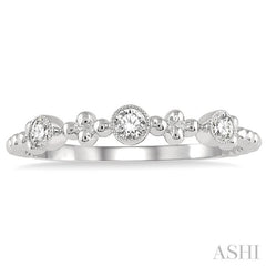 1/5 Ctw Circular Mount Ball Link Round CutDiamond Stackable Band in 14K White Gold