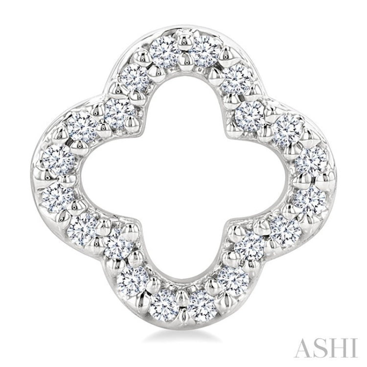 1/6 Ctw Petite Clover Round Cut Diamond Fashion Stud Earring in 10K White Gold