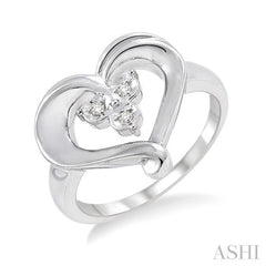 1/50 Ctw Round Cut Diamond Heart Ring in Sterling Silver