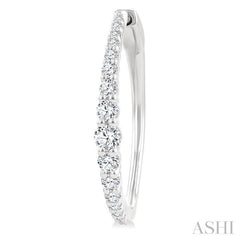 1 Ctw Round Cut Diamond Graduated Riviera Hoop Earrings in 14K White Gold