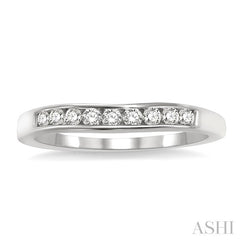 1/4 Ctw V Shape Round Cut Diamond Matching Wedding Band in 14K White Gold