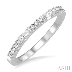 1/4 Ctw Baguette and Round Cut Diamond Stack Band in 14K White Gold