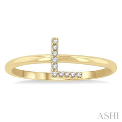 1/20 Ctw Initial 'L' Round Cut Diamond Fashion Ring in 10K Yellow Gold