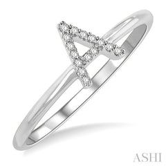 1/20 Ctw Initial 'A' Round Cut Diamond Fashion Ring in 10K White Gold
