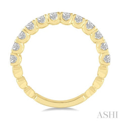 1 Ctw Lattice Round Cut Diamond Wedding Band in 14K Yellow Gold