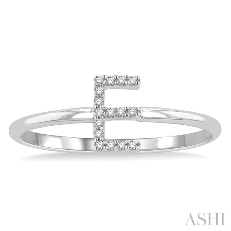1/20 Ctw Initial 'E' Round Cut Diamond Fashion Ring in 10K White Gold