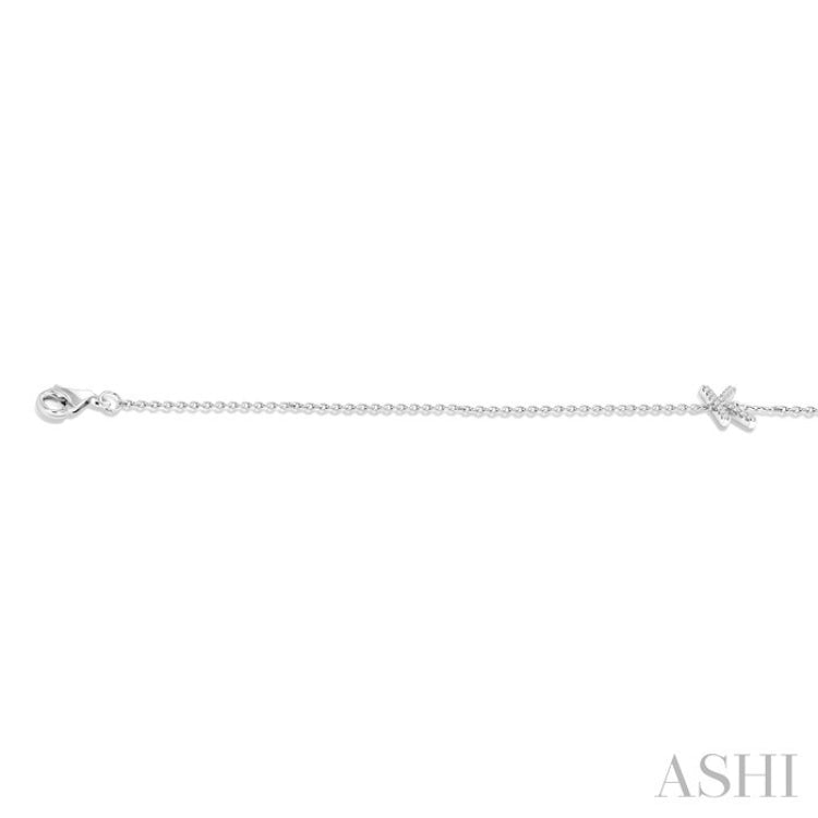 1/20 Ctw Initial 'K' Round Cut Diamond Bracelet in 10K White Gold