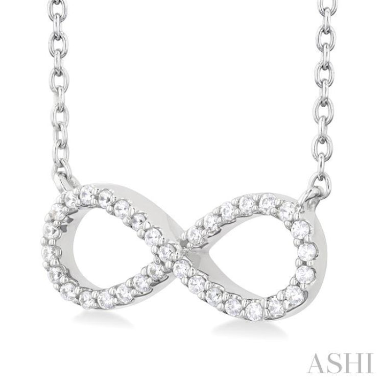 1/10 Ctw Round Cut Diamond Infinity Petite Pendant With Chain in 14K White Gold