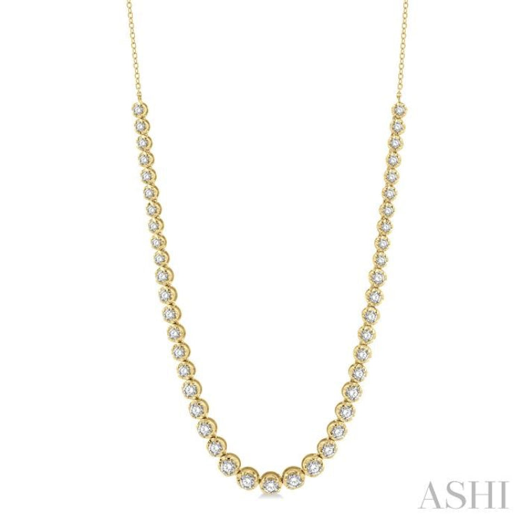 3 Ctw Round Cut Diamond Illusion Necklace in 14K Yellow Gold