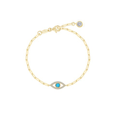 Evil Eye Paperclip Bracelet