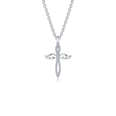0.74 CTW Angel Wings Cross Necklace