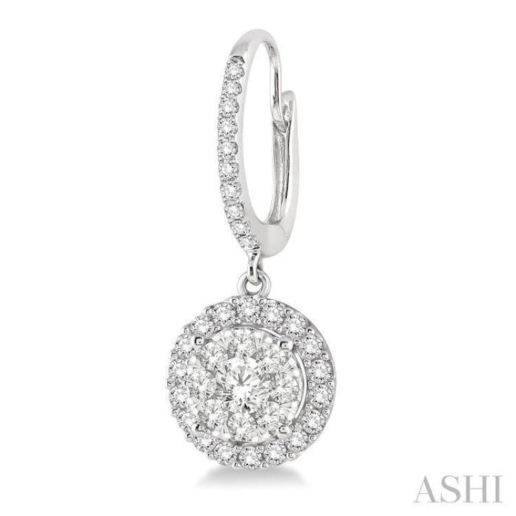 3/4 Ctw Round Cut Diamond Lovebright Earrings in 14K White Gold