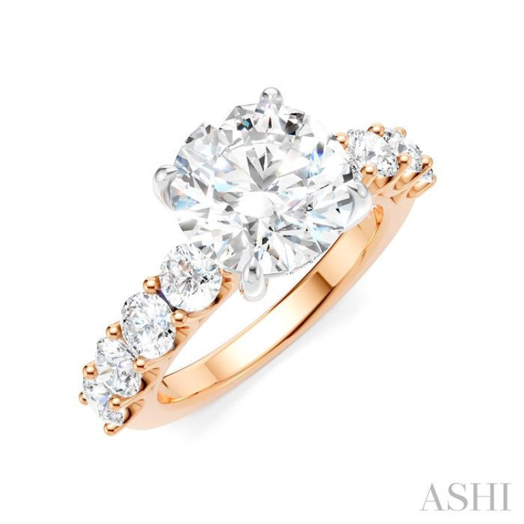 1 1/4 Ctw Round Shape Round Cut Diamond Semi-Mount Engagement Ring in 14K Rose and White Gold