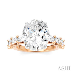 1 1/3 Ctw Oval Shape Emerald and Round Cut Diamond Semi-Mount Engagement Ring in 14K Rose and White Gold