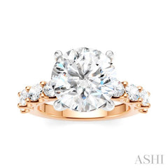 1 1/3 Ctw Round Shape Oval and Round Cut Diamond Semi-Mount Engagement Ring in 14K Rose and White Gold