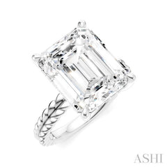 1/8 Ctw Emerald Shape Round Cut Diamond Semi-Mount Engagement Ring in 14K White Gold