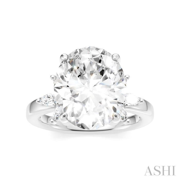 5/8 Ctw Akari Oval Shape Marquise and Round Cut Diamond Semi-Mount Engagement Ring in 14K White Gold
