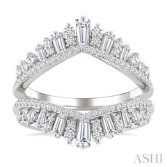 1 Ctw Tiara-Shaped Graduated Baguette and Round Cut Diamond Insert Ring in 14K White Gold