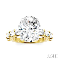 1 1/3 Ctw Oval Shape Oval and Round Cut Diamond Semi-Mount Engagement Ring in 14K Yellow and White Gold