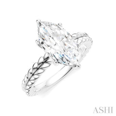1/10 Ctw Marquise Shape Round Cut Diamond Semi-Mount Engagement Ring in 14K White Gold