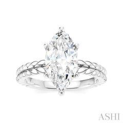 1/10 Ctw Marquise Shape Round Cut Diamond Semi-Mount Engagement Ring in 14K White Gold